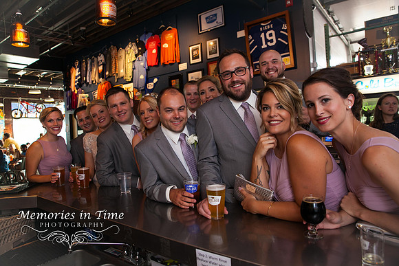 A Wedding Party shares a drink at Excelsior Brewing